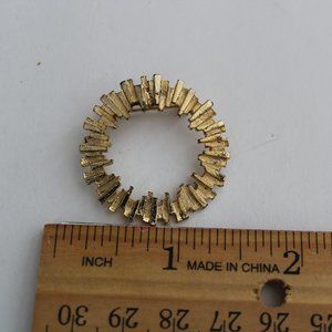 Vintage Gold Tone Geometric Wreath Brooch MCM 60s Patina Pendant